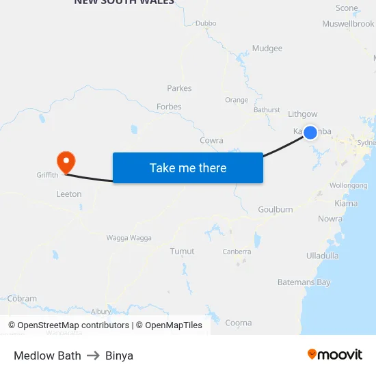 Medlow Bath to Binya map