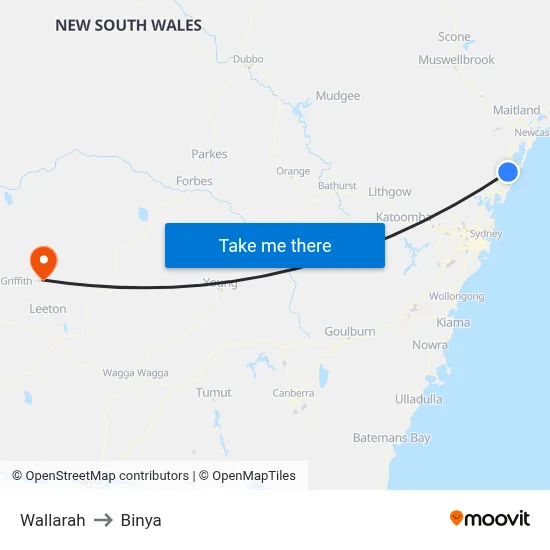 Wallarah to Binya map