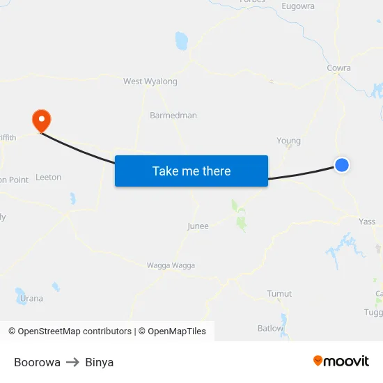 Boorowa to Binya map