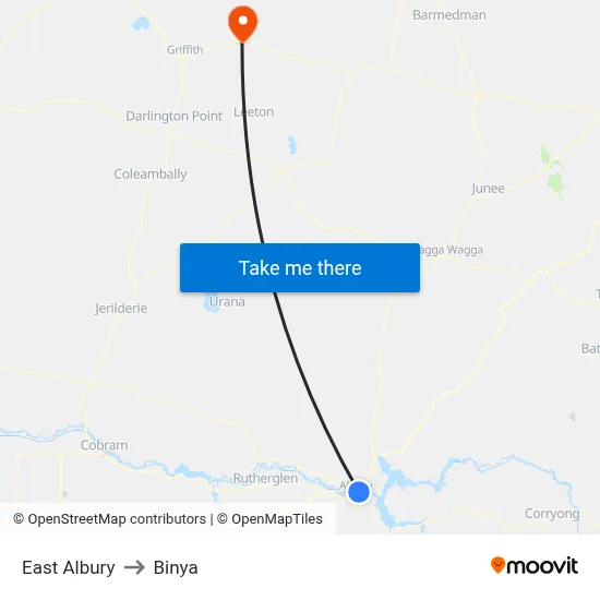 East Albury to Binya map