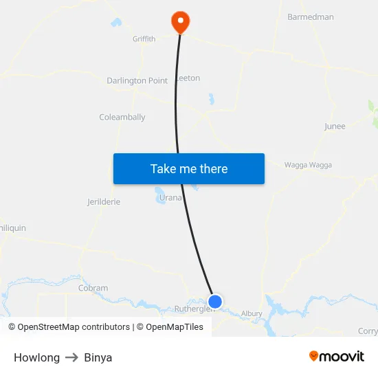 Howlong to Binya map