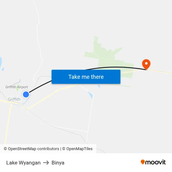 Lake Wyangan to Binya map