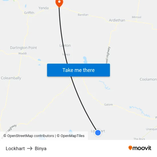 Lockhart to Binya map