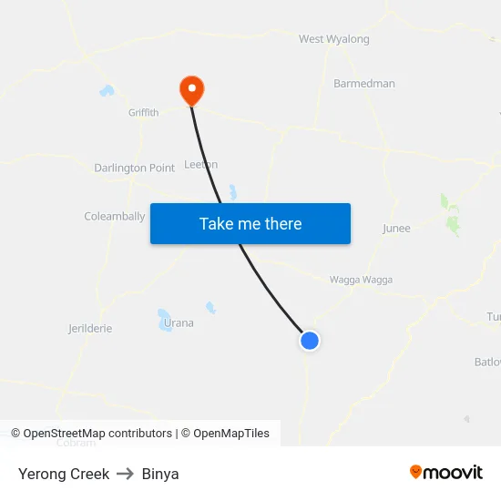 Yerong Creek to Binya map