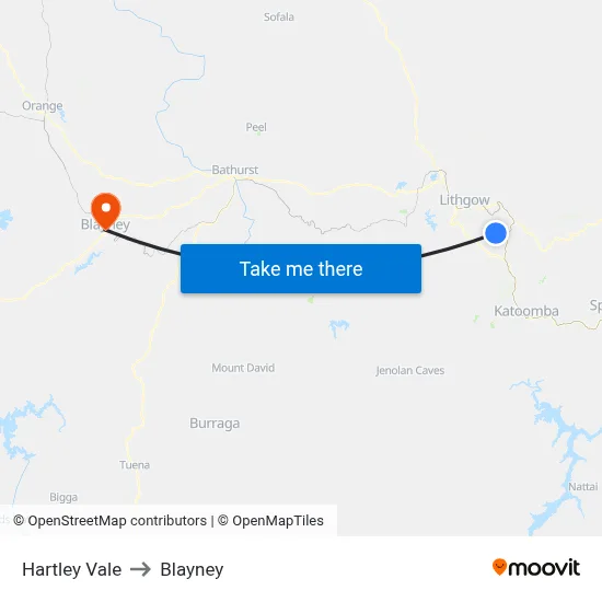 Hartley Vale to Blayney map