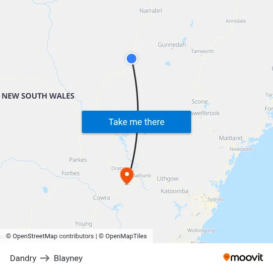 Dandry to Blayney map