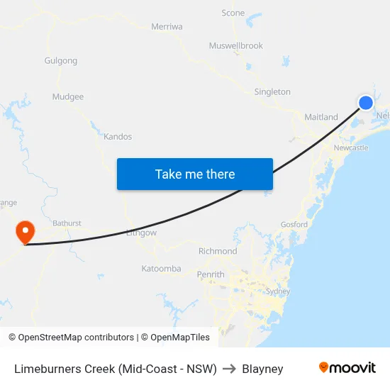 Limeburners Creek (Mid-Coast - NSW) to Blayney map