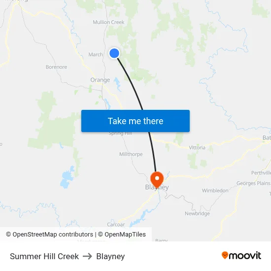 Summer Hill Creek to Blayney map