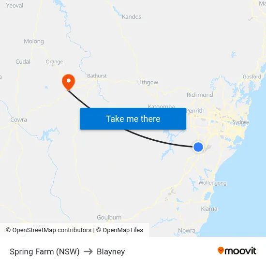 Spring Farm (NSW) to Blayney map