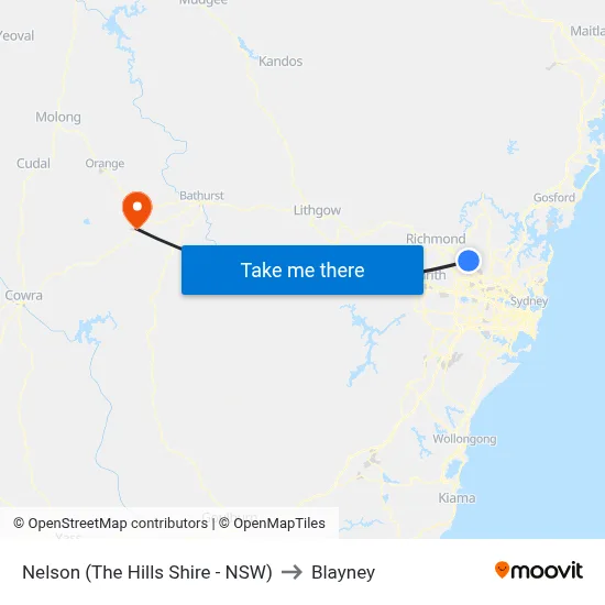 Nelson (The Hills Shire - NSW) to Blayney map