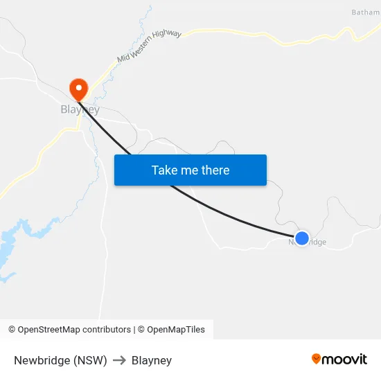 Newbridge (NSW) to Blayney map