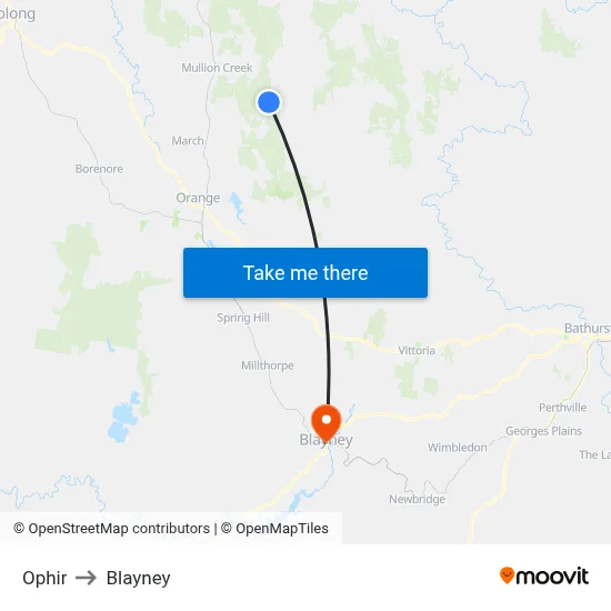 Ophir to Blayney map