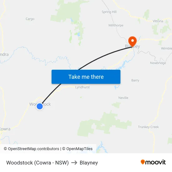 Woodstock (Cowra - NSW) to Blayney map