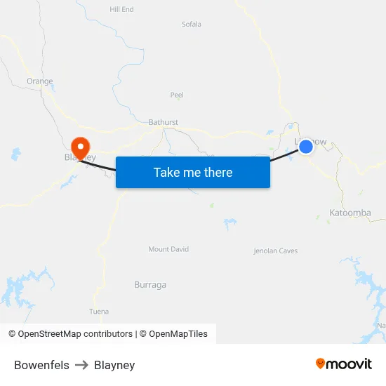 Bowenfels to Blayney map