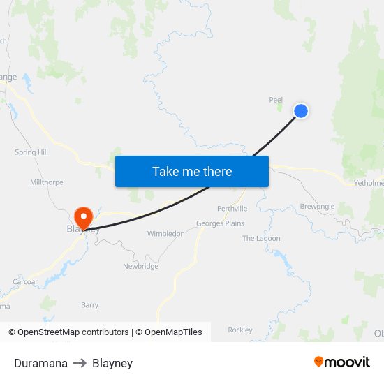 Duramana to Blayney map