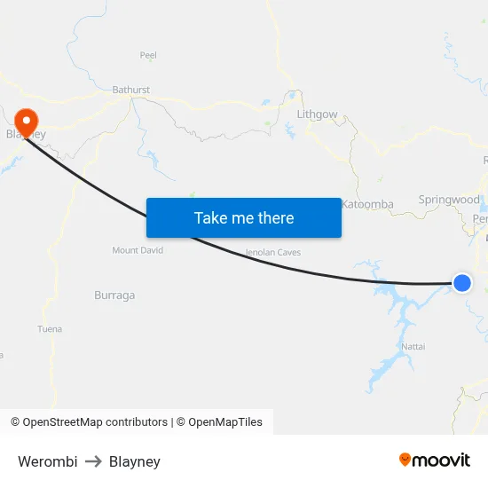 Werombi to Blayney map