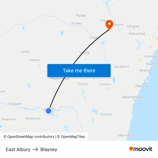 East Albury to Blayney map