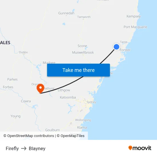 Firefly to Blayney map
