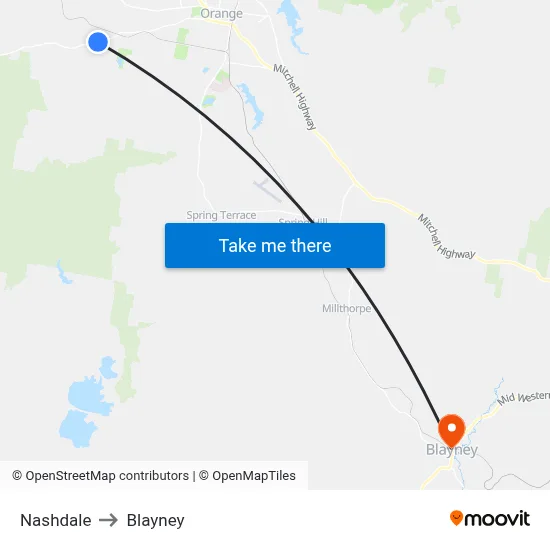 Nashdale to Blayney map