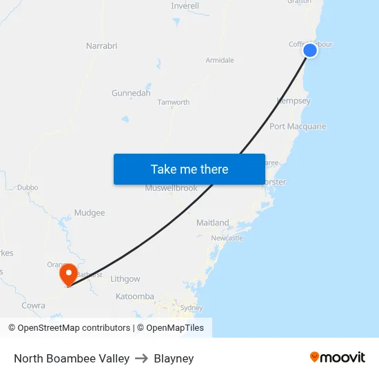 North Boambee Valley to Blayney map