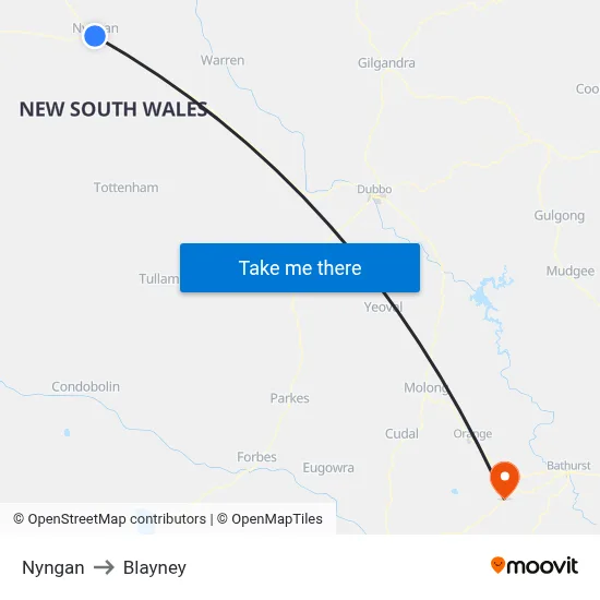 Nyngan to Blayney map