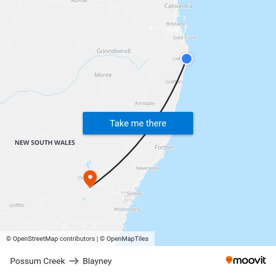 Possum Creek to Blayney map