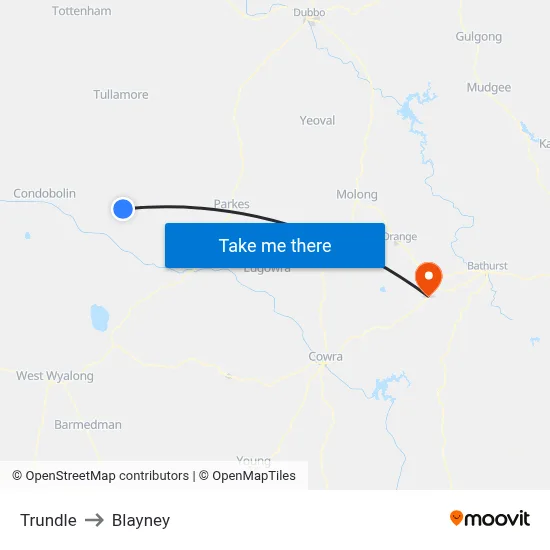 Trundle to Blayney map