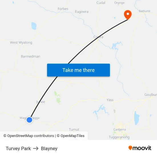 Turvey Park to Blayney map