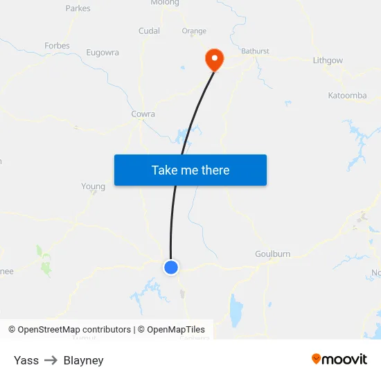 Yass to Blayney map