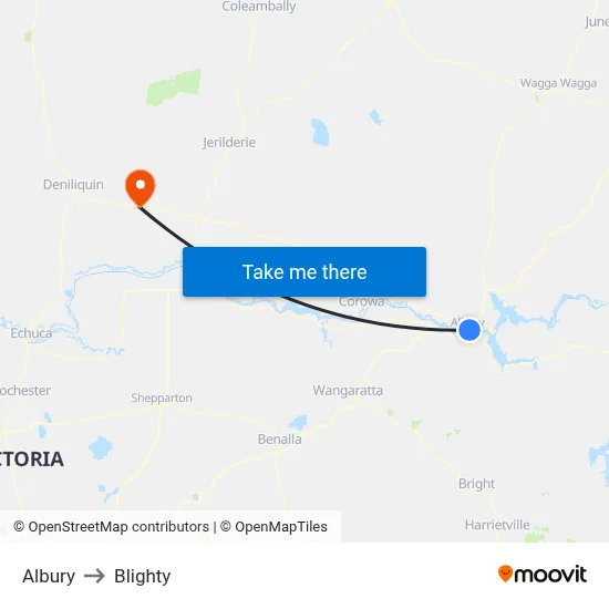 Albury to Blighty map