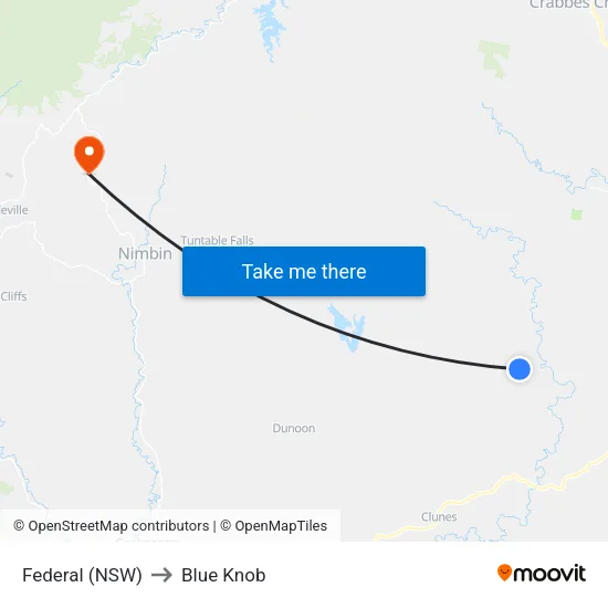 Federal (NSW) to Blue Knob map