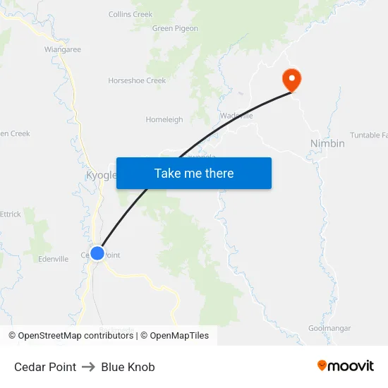 Cedar Point to Blue Knob map