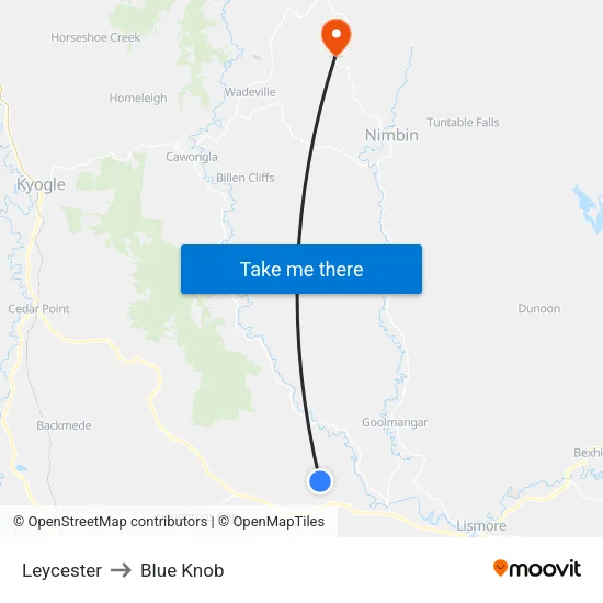 Leycester to Blue Knob map