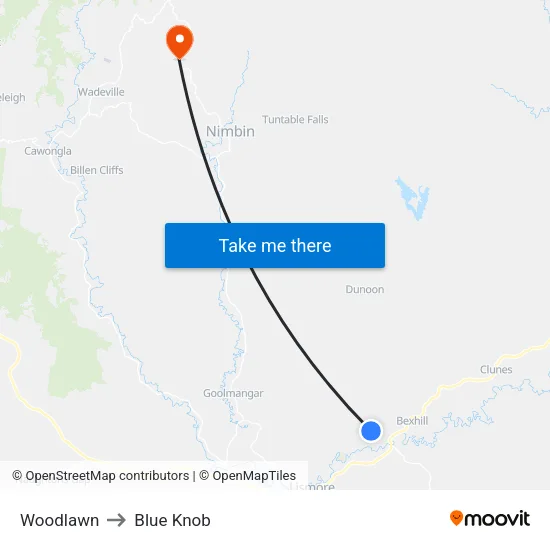 Woodlawn to Blue Knob map