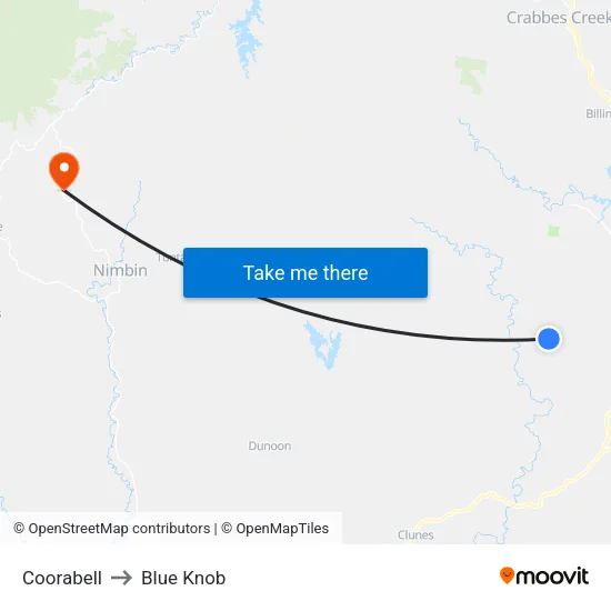 Coorabell to Blue Knob map
