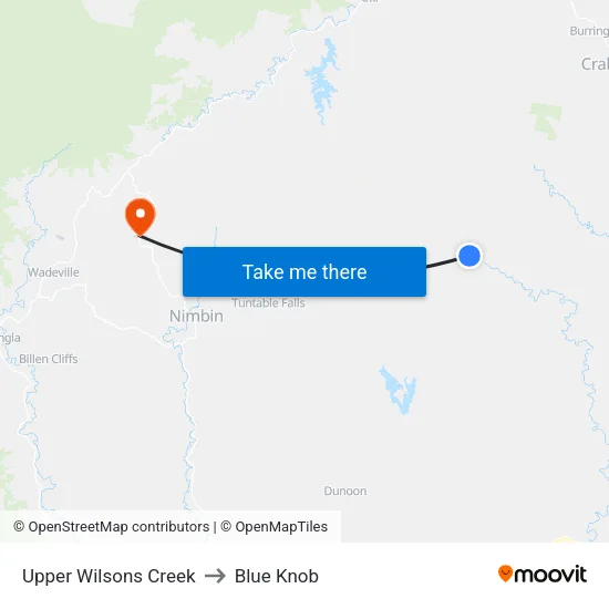 Upper Wilsons Creek to Blue Knob map