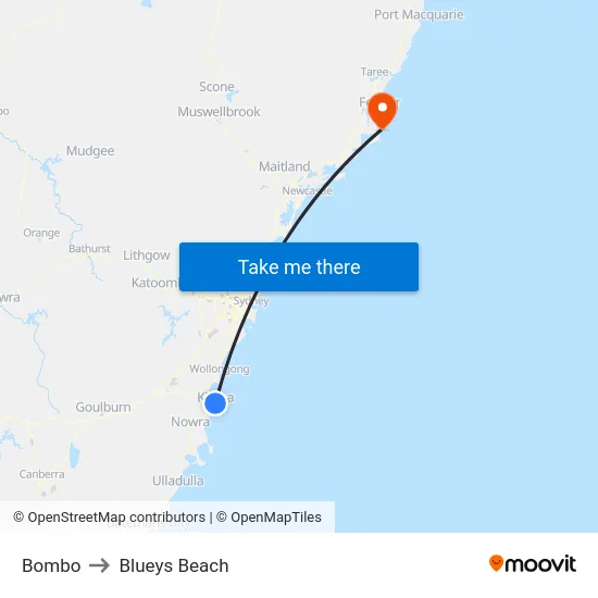 Bombo to Blueys Beach map