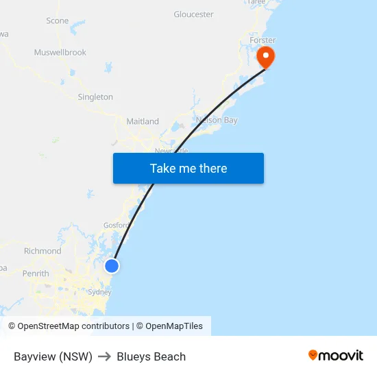 Bayview (NSW) to Blueys Beach map