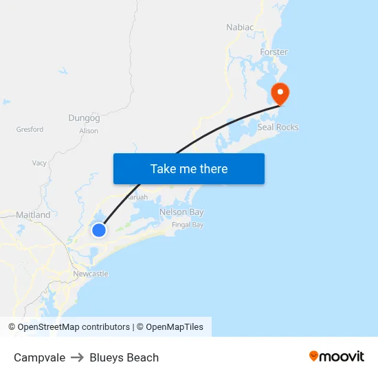 Campvale to Blueys Beach map