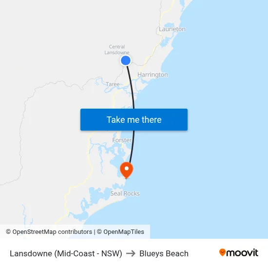 Lansdowne (Mid-Coast - NSW) to Blueys Beach map