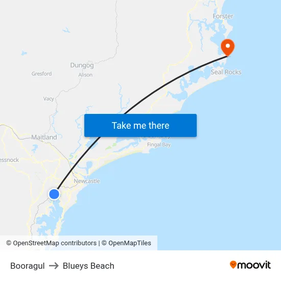 Booragul to Blueys Beach map