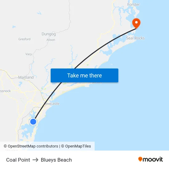 Coal Point to Blueys Beach map