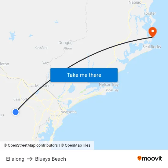 Ellalong to Blueys Beach map