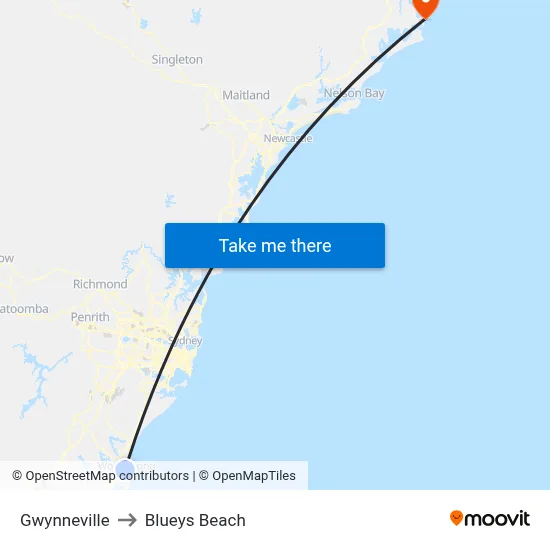Gwynneville to Blueys Beach map