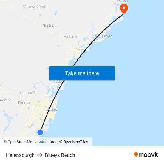 Helensburgh to Blueys Beach map
