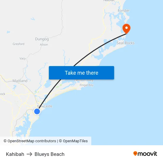 Kahibah to Blueys Beach map