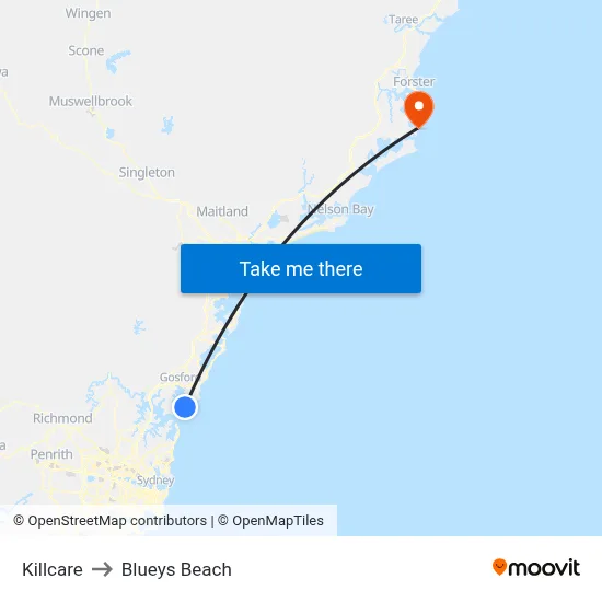 Killcare to Blueys Beach map