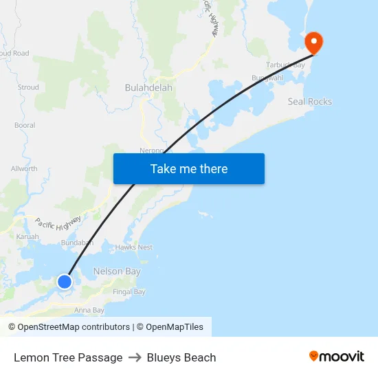 Lemon Tree Passage to Blueys Beach map