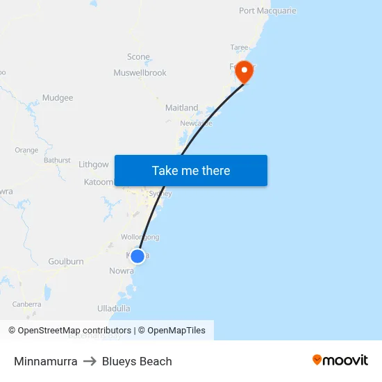 Minnamurra to Blueys Beach map