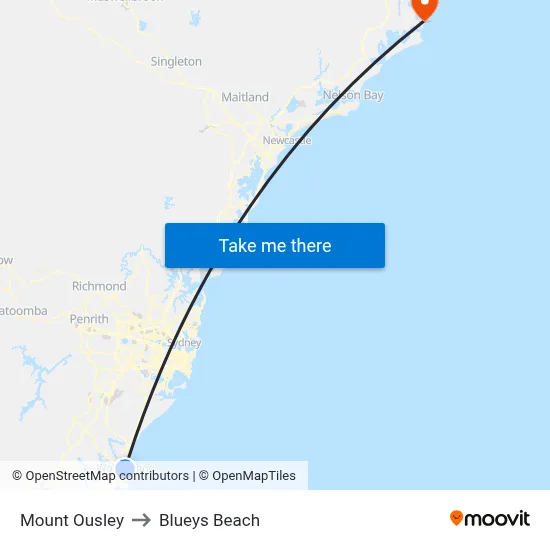 Mount Ousley to Blueys Beach map